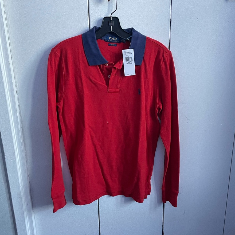 Boys red polo T-shirt